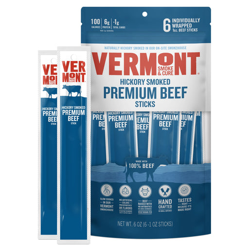 Hickory Smoked Premium Beef Sticks 1oz, 6ct Pouch