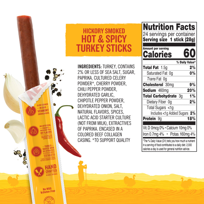 Hickory Smoked Hot & Spicy Turkey Stick 1oz (6 count)