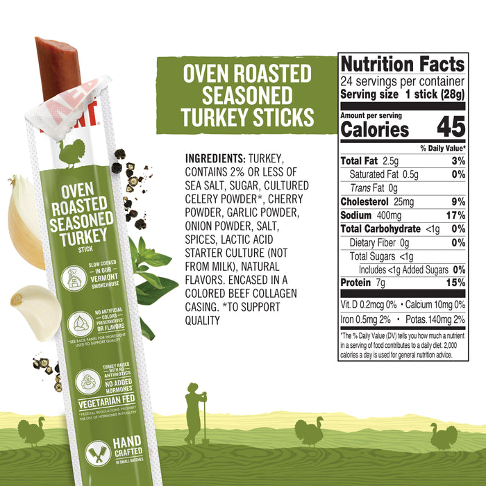 Oven Roasted Seasoned Turkey Sticks 1oz (24 count)